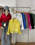 MATINEE Solid Color Long Sleeves Crop Shirts